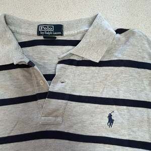 Vintage Polo by Ralph Lauren Striped Polo Shirt Gray Navy